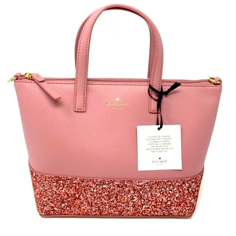 Large pink glittery Kate Spade large tote bag